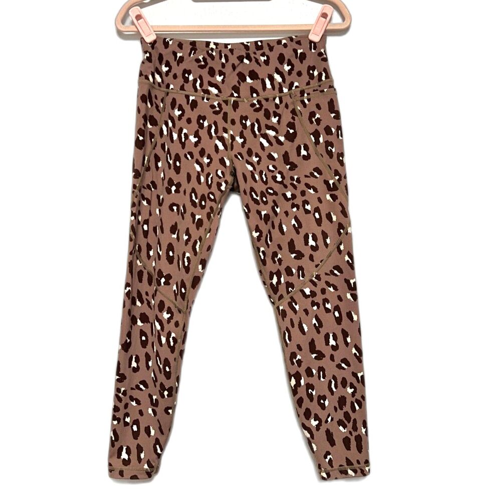 Sweaty Betty Power 7/8 Brown Wild Leopard Workout Leggings Size 8 M Phone Pocket